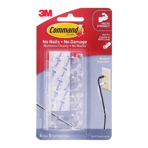 Command Cord Organisers 17301CLR Medium Clear, Pack of 4