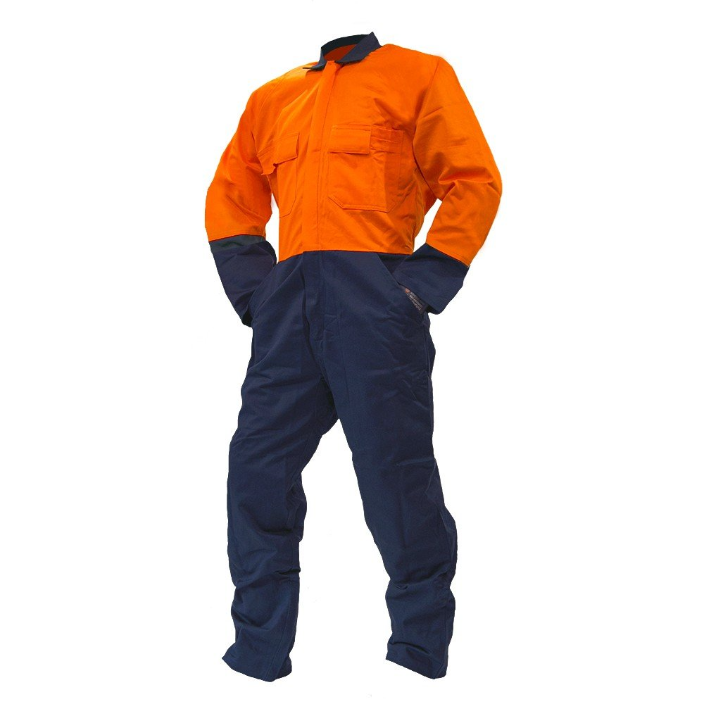 Overall Ls, 300Gsm Cotton, Orange/Navy Do-Size 16