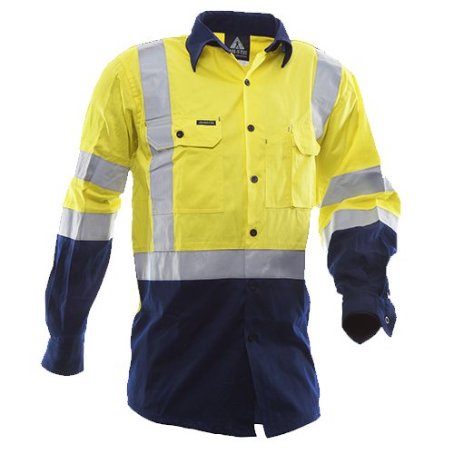 170 Gsm Cotton Shirt, Long Sleeve, Yellow/Blue, Dn-Size 6Xl