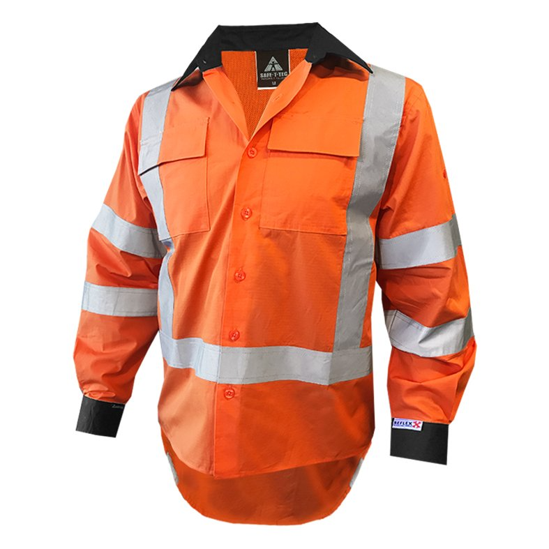 Rip Stop 155Gsm Cotton Ls Shirt, Ttmc-W, O/Black-Size 6Xl