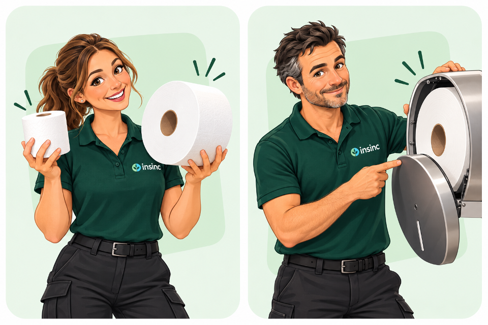Alex and Alex helping choose workplace toilet paper