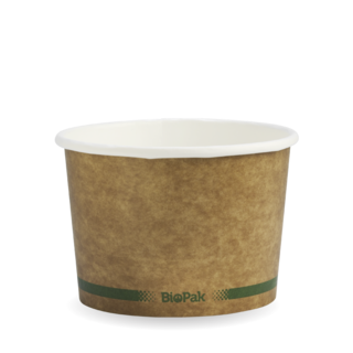 Paper BioBowl Hot/Cold 16oz Kraft Green Stripe - BioPak