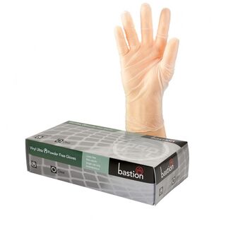 Vinyl Ultra PowderFree Clear Gloves SMALL - Bastion