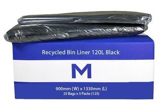 Recycled Bin Liner 120L Black 50mu - Matthews