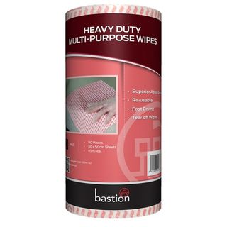 Heavy Duty Cleaning Wipes on a 45m Roll -Red - Bastion