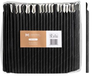 Paper Regular Spoon Straws - Black, 8mm x 210mm, 420gsm, FSC Mix®  - Matthews