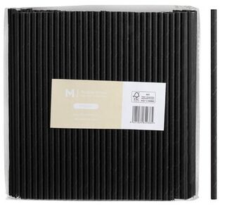 Paper Regular Straight Straws - Black, 6mm x 200mm, 300gsm, FSC Mix®  - Matthews