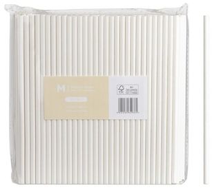Paper Regular Straight Straws - White, 6mm x 200mm, 300gsm, FSC Mix®  - Matthews