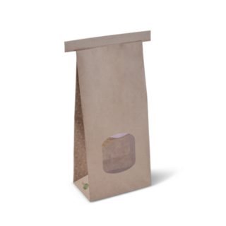 Medium Window Tin-Tie Bag I Am Eco™ Brown 246 x 115 x 72   - Detpak