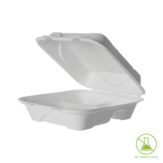 Sugarcane Clam 8x8x3in WHITE 3COMP  SC EP White 203 x 203 x 76   - Detpak