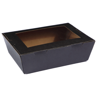 Large Window Lunch Box (1900ml) Black 195 x 140 x 65   - Detpak