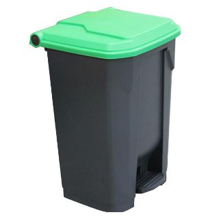 80L Pedal Bin with Green Lid 