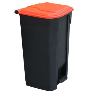 100L Pedal Bin with Red Lid