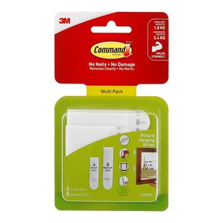 Command Picture Hanging Strips 17203 Assorted White, Pack of 12 Sets
