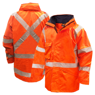 Hi Vis-Rain Jacket ,Flame Retardant, Orange Ttmc-Size 6Xl