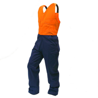 Overall Action Bib, Poly/Cotton, Orange/Navy-Size 12