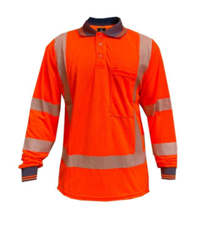 Polo Shirt Ls, Ttmc, Side Vents, Transfer Tape-Size 2Xl