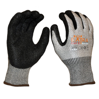 Extra Cut 5 Sure Grip, Black Crinkle Latex Coating-Size S