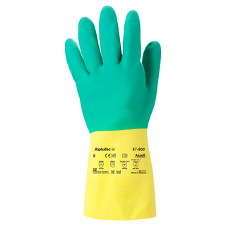 Ansell AlphaTec 87-900 Latex and Neoprene Chemical Gloves – Excellent Wet and Dry Grip - XL