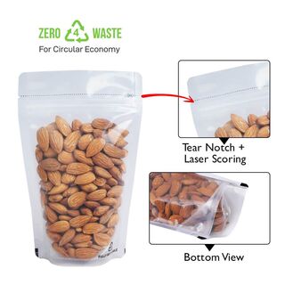 Stand up Pouch 250g Recyclable Clear w Zip no Valve 160w x 230h x (45 + 45)g