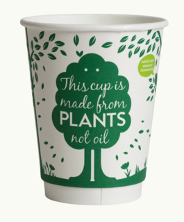 Hot Cup PLA Double Wall 12oz Green Logo (90mm) - Ecoware